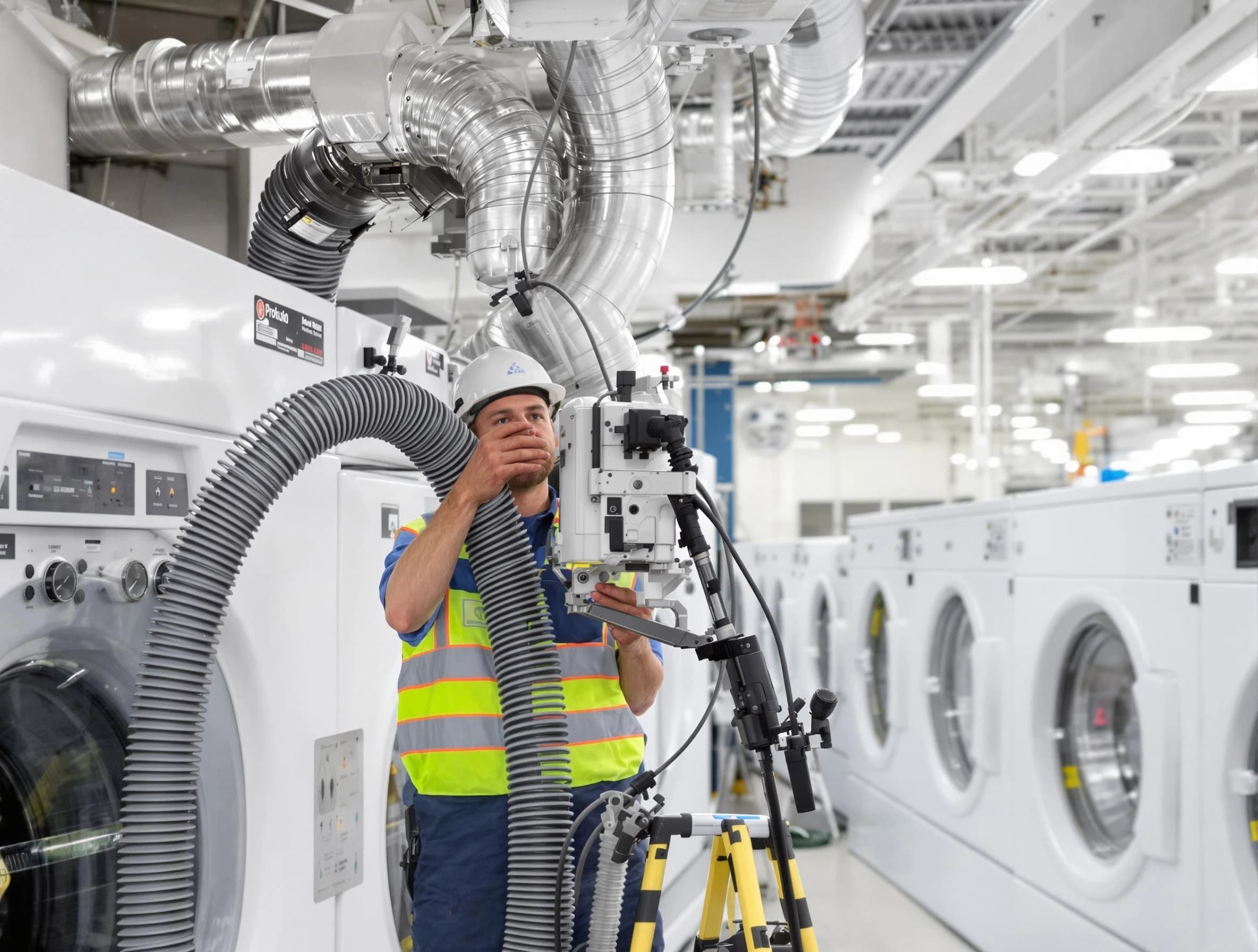 Lake Wilderness Dryer Vent Cleaning team performing commercial-grade dryer vent cleaning at a business facility in Lake Wilderness